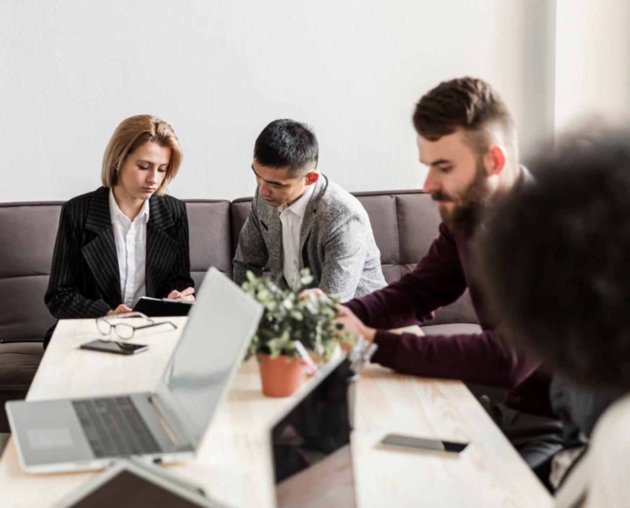 Professional business consultation in modern office setting